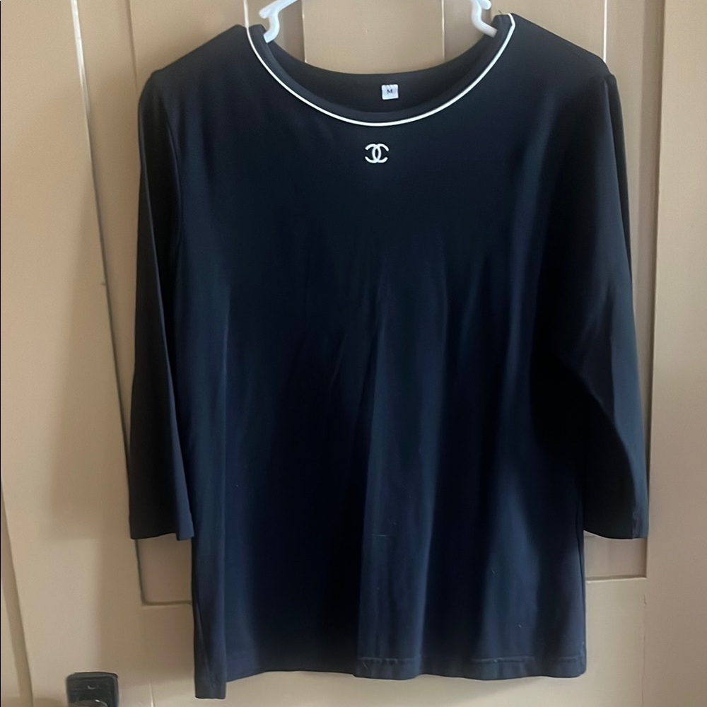 CHANEL Black 3/4 Sleeve Blouse